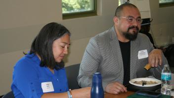 two participants eating lunch