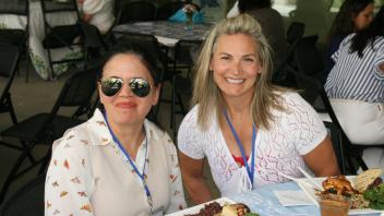 two women smiling
