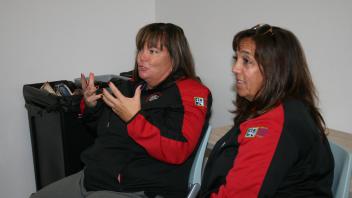 two women talking