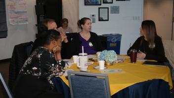 group talking at table